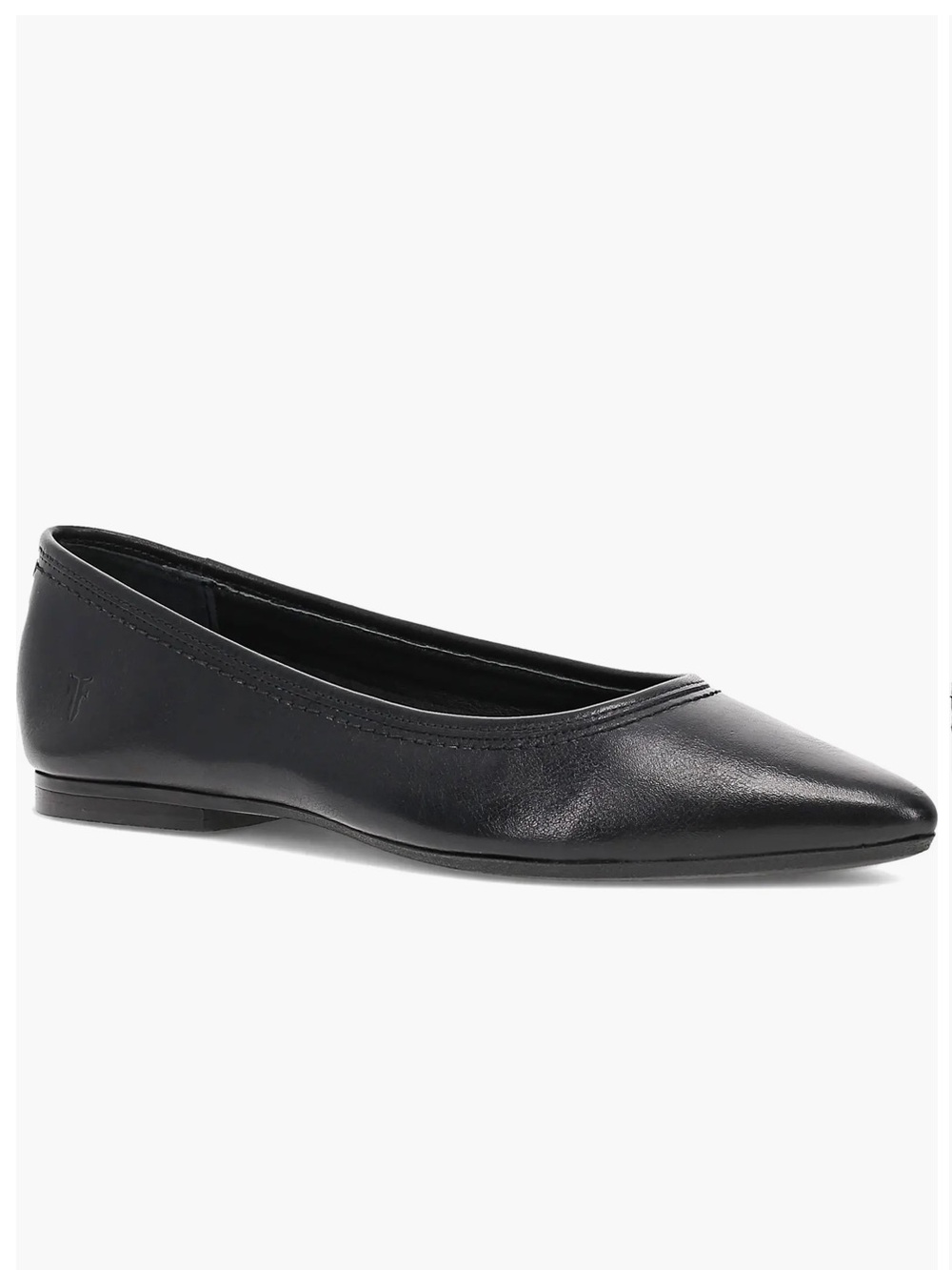 New FRYE Heather Pointed Toe Women's Ballet Flat - Black Leather, 9.5